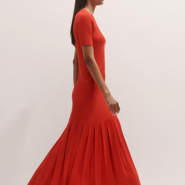 Me + Em Conceal + Reveal Lace Knit Maxi Dress – luxury British Red in Me and Em exclusively at Coveti