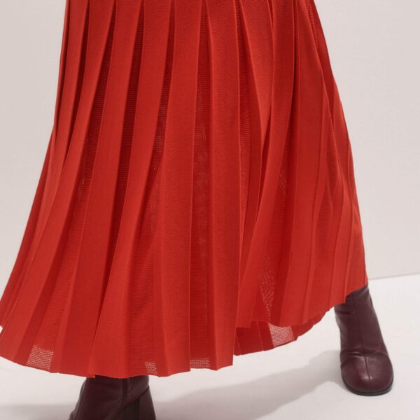 Me and Em Conceal + Reveal Lace Knit Maxi Dress – luxury British Red in Me and Em exclusively at Coveti
