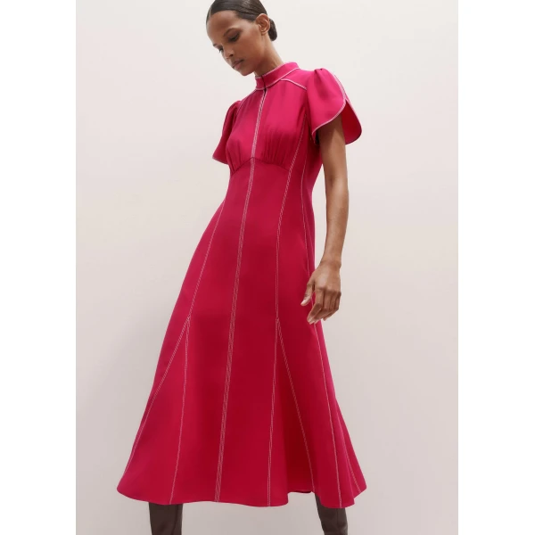 Me and Em Contrast Stitch Midi Dress, view 2