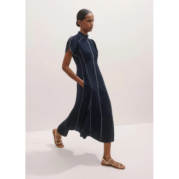Me and Em Contrast Stitch Midi Dress, view 2