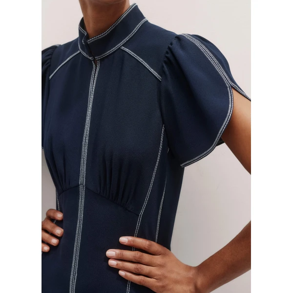 Me and Em Contrast Stitch Midi Dress, view 3
