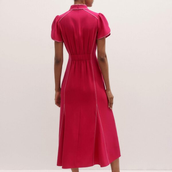 Me + Em Contrast Stitch Midi Dress – luxury British Pink in Me and Em exclusively at Coveti