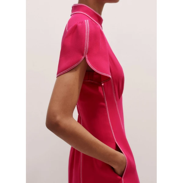 Me and Em Contrast Stitch Midi Dress, view 6