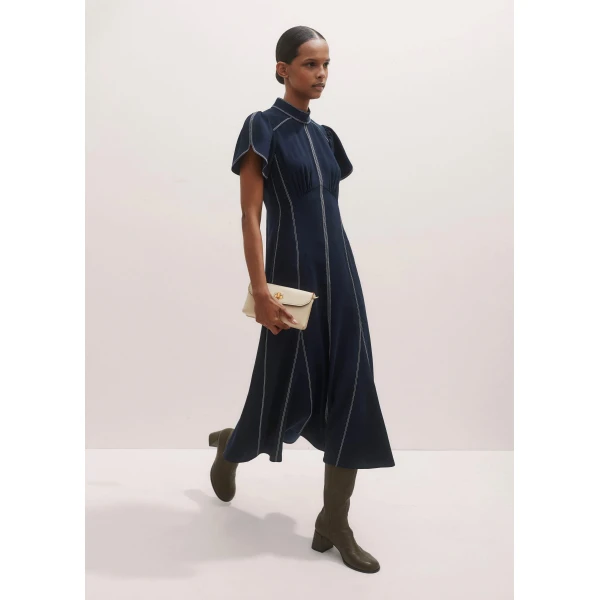 Me and Em Contrast Stitch Midi Dress, view 7