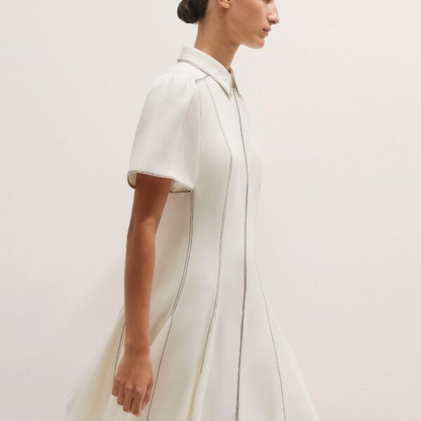 Me and Em Contrast Stitch Mini Dress – luxury British Ivory in Me and Em exclusively at Coveti