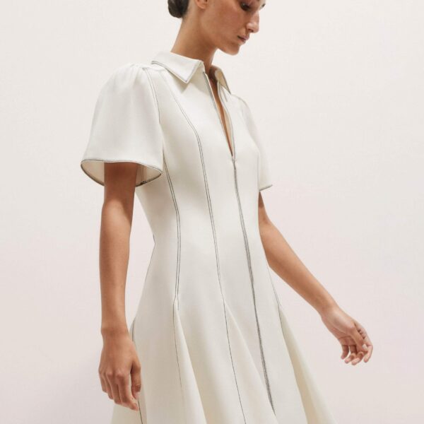 Me and Em Contrast Stitch Mini Dress – luxury British Ivory in Me and Em exclusively at Coveti