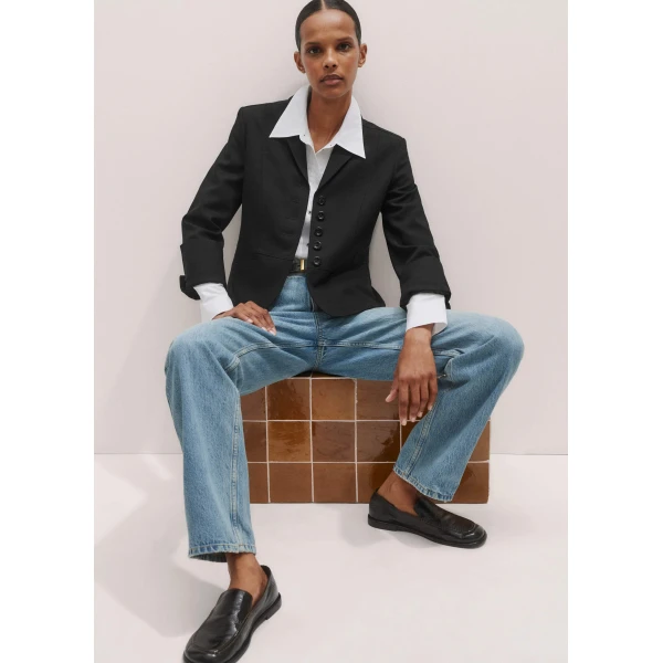Me and Em Contrast Topstitch Short Fitted Blazer, view 4