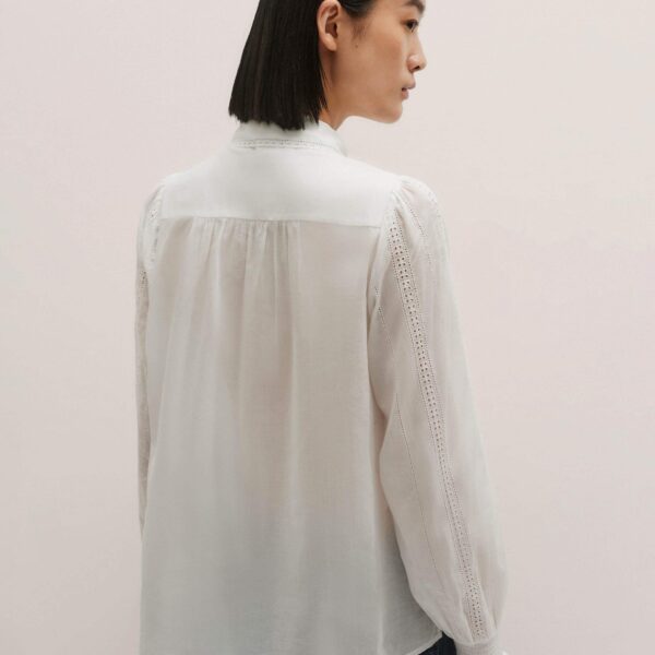 Me and Em Cotton Broderie Detail Straight Shirt – luxury British White in Me and Em exclusively at Coveti