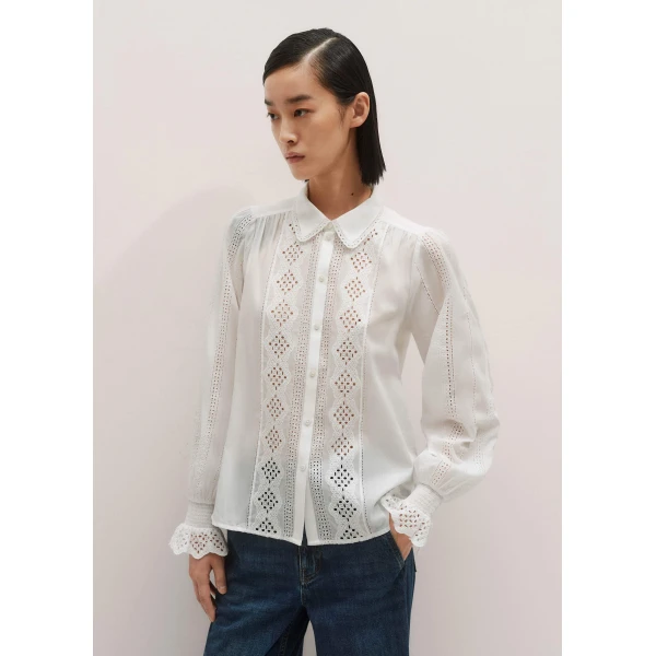 Me and Em Cotton Broderie Detail Straight Shirt, view 7