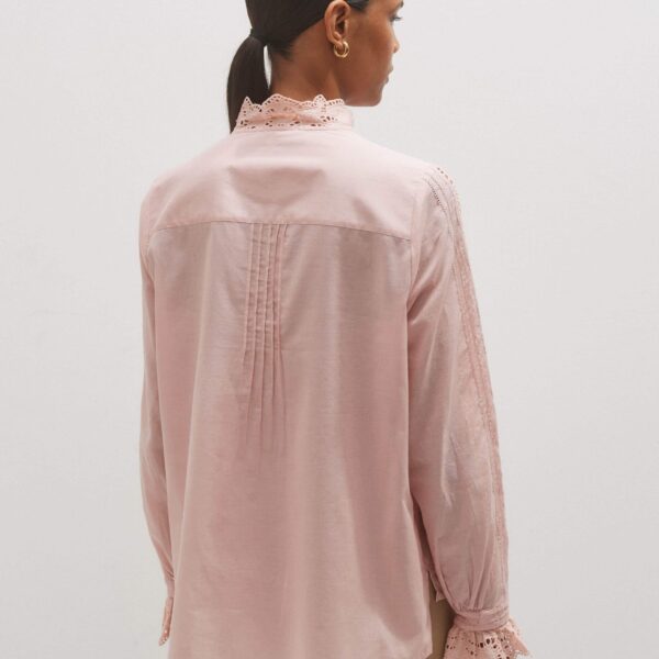 Me and Em Cotton Embroidery Detail Straight Blouse – luxury British Pink in Me and Em exclusively at Coveti