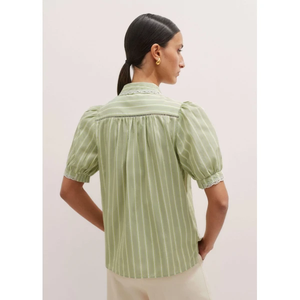Me and Em Cotton Stripe Lace Trim Blouse, view 5