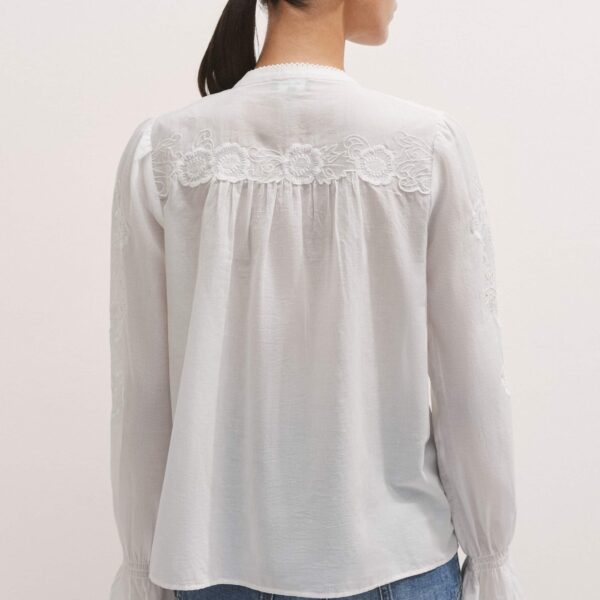 Me + Em Cotton Voile Floral Embroidery Blouse – luxury British White in Me and Em exclusively at Coveti