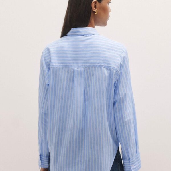 Me + Em Cotton Voile Relaxed Forever Stripe Shirt – luxury British Blue in Me and Em exclusively at Coveti