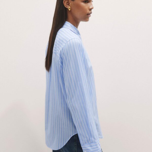 Me and Em Cotton Voile Relaxed Forever Stripe Shirt – luxury British Blue in Me and Em exclusively at Coveti