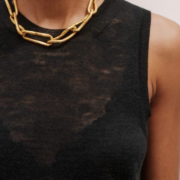 Me and Em Crew Neck Knit Tank – luxury British Black in Me and Em exclusively at Coveti