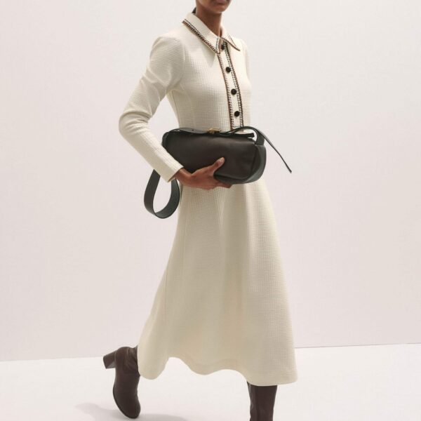 Me and Em Crochet Trim Fit And Flare Midi Dress – luxury British Ivory in Me and Em exclusively at Coveti