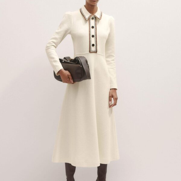 Me + Em Crochet Trim Fit And Flare Midi Dress – luxury British Ivory in Me and Em exclusively at Coveti
