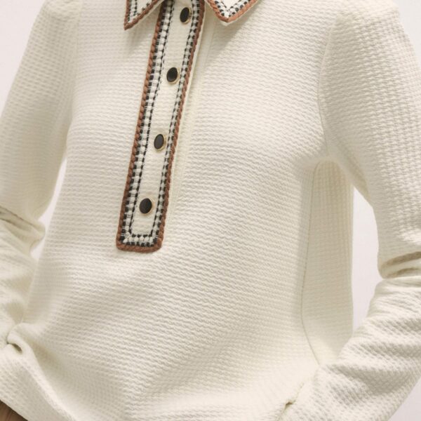 Me and Em Crochet Trim Textured Swing Top – luxury British Ivory in Me and Em exclusively at Coveti