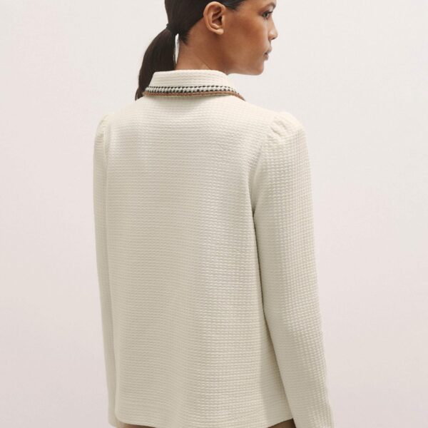 Me and Em Crochet Trim Textured Swing Top – luxury British Ivory in Me and Em exclusively at Coveti
