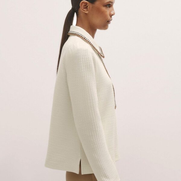 Me + Em Crochet Trim Textured Swing Top – luxury British Ivory in Me and Em exclusively at Coveti