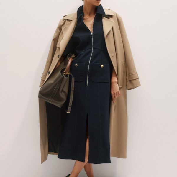 Me + Em Day-To-Evening Textured Maxi Dress – luxury British Blue in Me and Em exclusively at Coveti