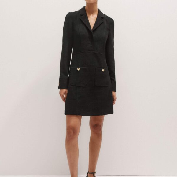 Me + Em Day-To-Evening Textured Mini Dress – luxury British Black in Me and Em exclusively at Coveti