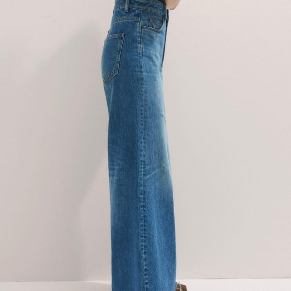 Me and Em Distressed Ultimate Wide-Leg Jean – luxury British Blue in Me and Em exclusively at Coveti