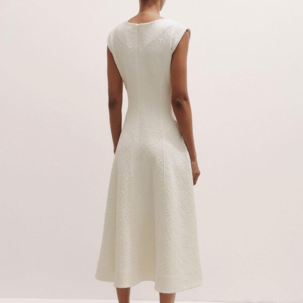 Me and Em Floral Jacquard Midi Dress – luxury British Ivory in Me and Em exclusively at Coveti