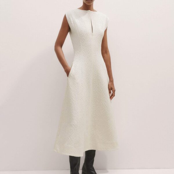 Me and Em Floral Jacquard Midi Dress – luxury British Ivory in Me and Em exclusively at Coveti