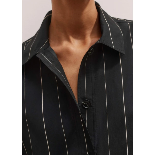 Me and Em Fluid Crop Pinstripe Shirt, view 3
