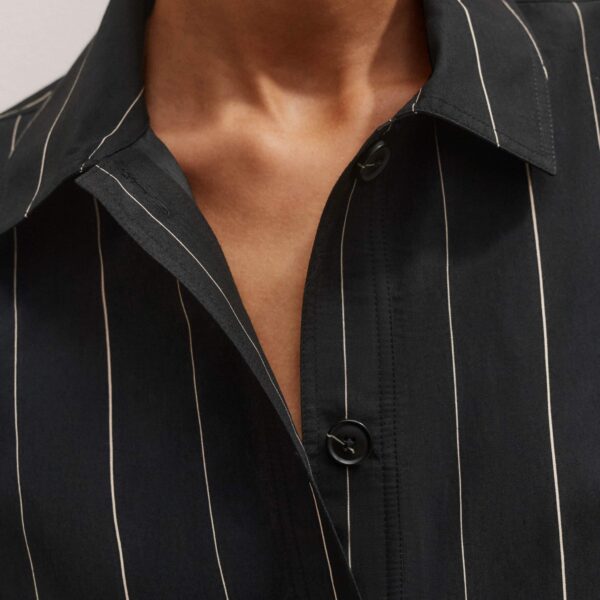 Me and Em Fluid Crop Pinstripe Shirt – luxury British Black in Me and Em exclusively at Coveti