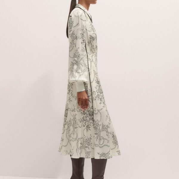 Me + Em Fluid Fit And Flare Midi Dress – luxury British Multicolour in Me and Em exclusively at Coveti
