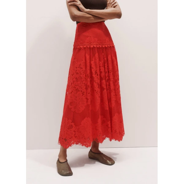 Me and Em Graphic Floral Lace Maxi Skirt, view 3