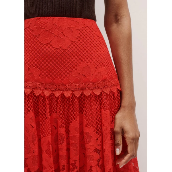 Me and Em Graphic Floral Lace Maxi Skirt, view 4