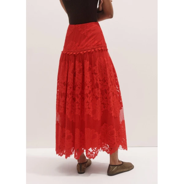 Me and Em Graphic Floral Lace Maxi Skirt, view 7