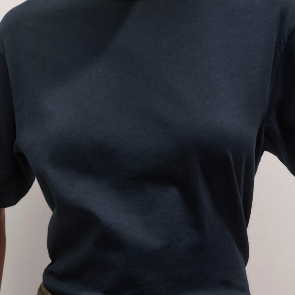 Me and Em Impossibly Soft Scarf Neck Classic Tee – luxury British Blue in Me and Em exclusively at Coveti