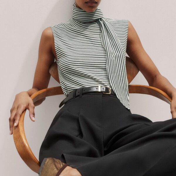 Me + Em Impossibly Soft Scarf Neck Sleeveless Tee – luxury British Multicolour in Me and Em exclusively at Coveti
