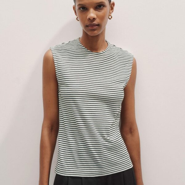 Me and Em Impossibly Soft Scarf Neck Sleeveless Tee – luxury British Multicolour in Me and Em exclusively at Coveti