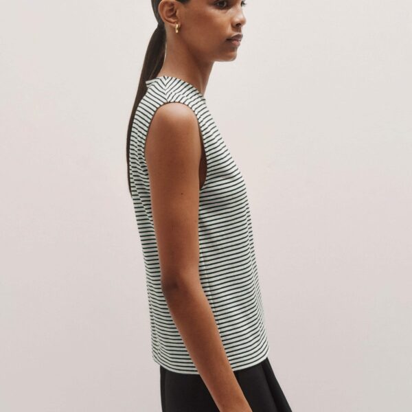 Me and Em Impossibly Soft Scarf Neck Sleeveless Tee – luxury British Multicolour in Me and Em exclusively at Coveti