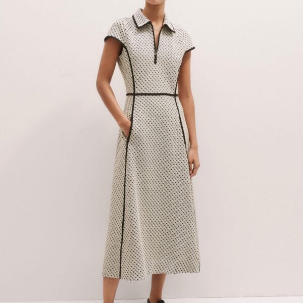 Me and Em Jacquard Fit And Flare Midi Dress – luxury British Multicolour in Me and Em exclusively at Coveti