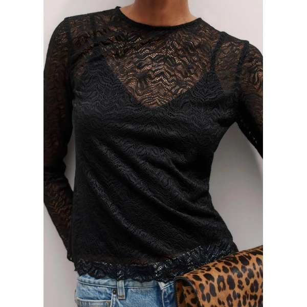 Me and Em Lace Crew Neck Top, view 2