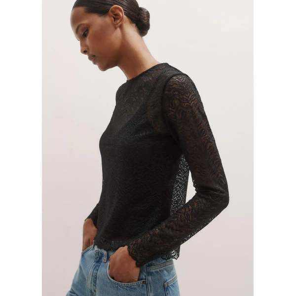 Me and Em Lace Crew Neck Top, view 6