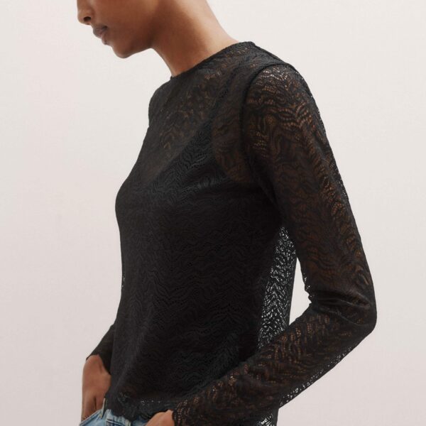Me and Em Lace Crew Neck Top – luxury British Black in Me and Em exclusively at Coveti