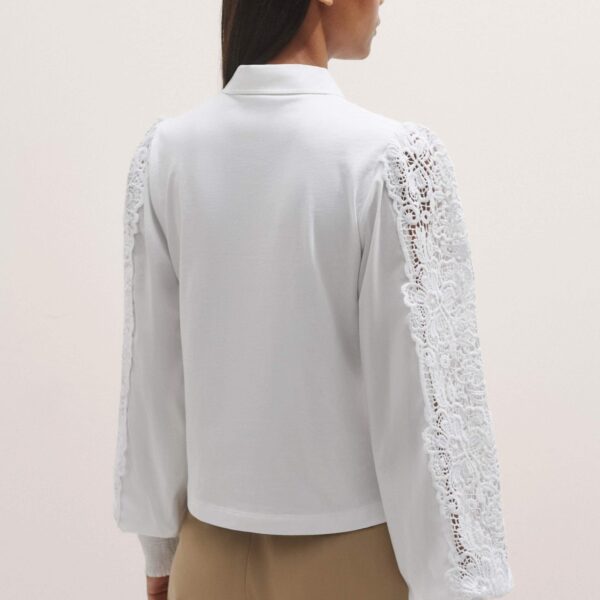 Me and Em Lace + Poplin Layering Shirt – luxury British White in Me and Em exclusively at Coveti