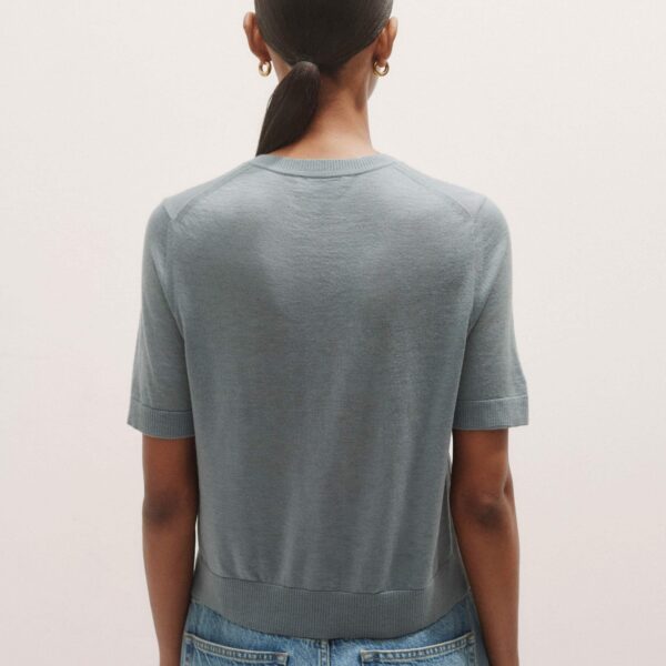 Me and Em Merino Cashmere Barely There Buttoned Knit Tee, view 5