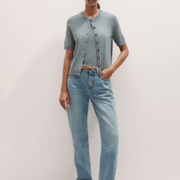 Me and Em Merino Cashmere Barely There Buttoned Knit Tee, view 7