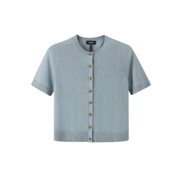 Me and Em Merino Cashmere Barely There Buttoned Knit Tee