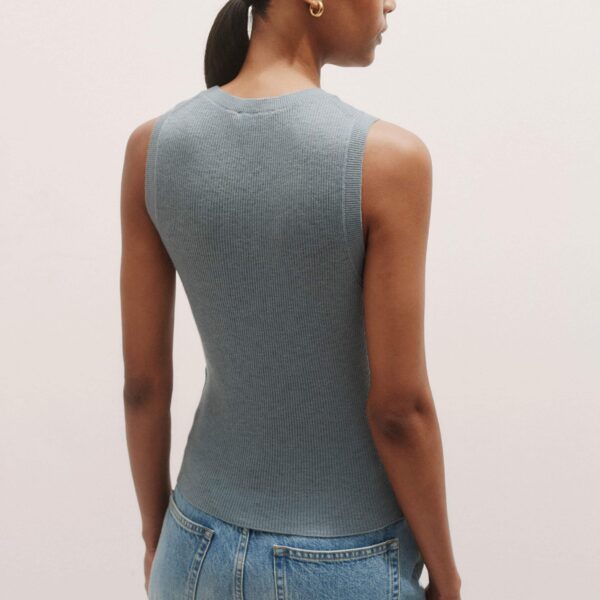 Me and Em Merino Cashmere Barely There Slim Knit Vest – luxury British Blue in Me and Em exclusively at Coveti