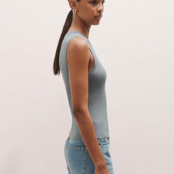 Me + Em Merino Cashmere Barely There Slim Knit Vest – luxury British Blue in Me and Em exclusively at Coveti