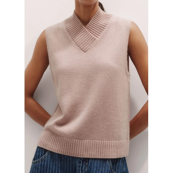 Me and Em Merino Cashmere High V-Neck Knit Vest, view 2
